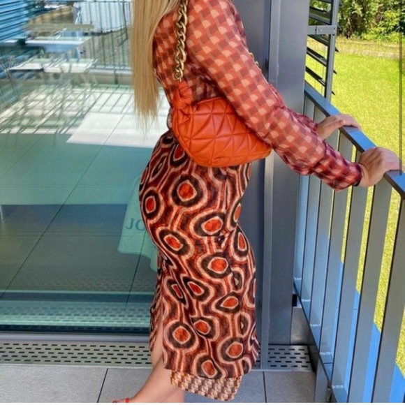 ZARA 2 PIECE SET GEOMETRIC PRINT ORGANZA MINK TOP AND TULLE SKIRT - Picture 9 of 10